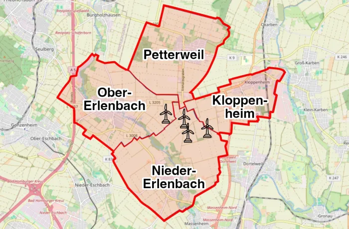 Berechtigtengebiete Petterweil, Kloppenheim, Ober- und Niedererlenbach